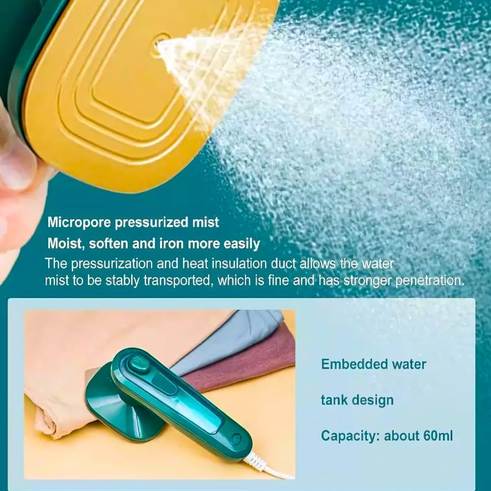 Portable Micro Steam Iron – Handheld Travel Steamer with Titanium Soleplate (Wet & Dry Ironing) | By HIKASO