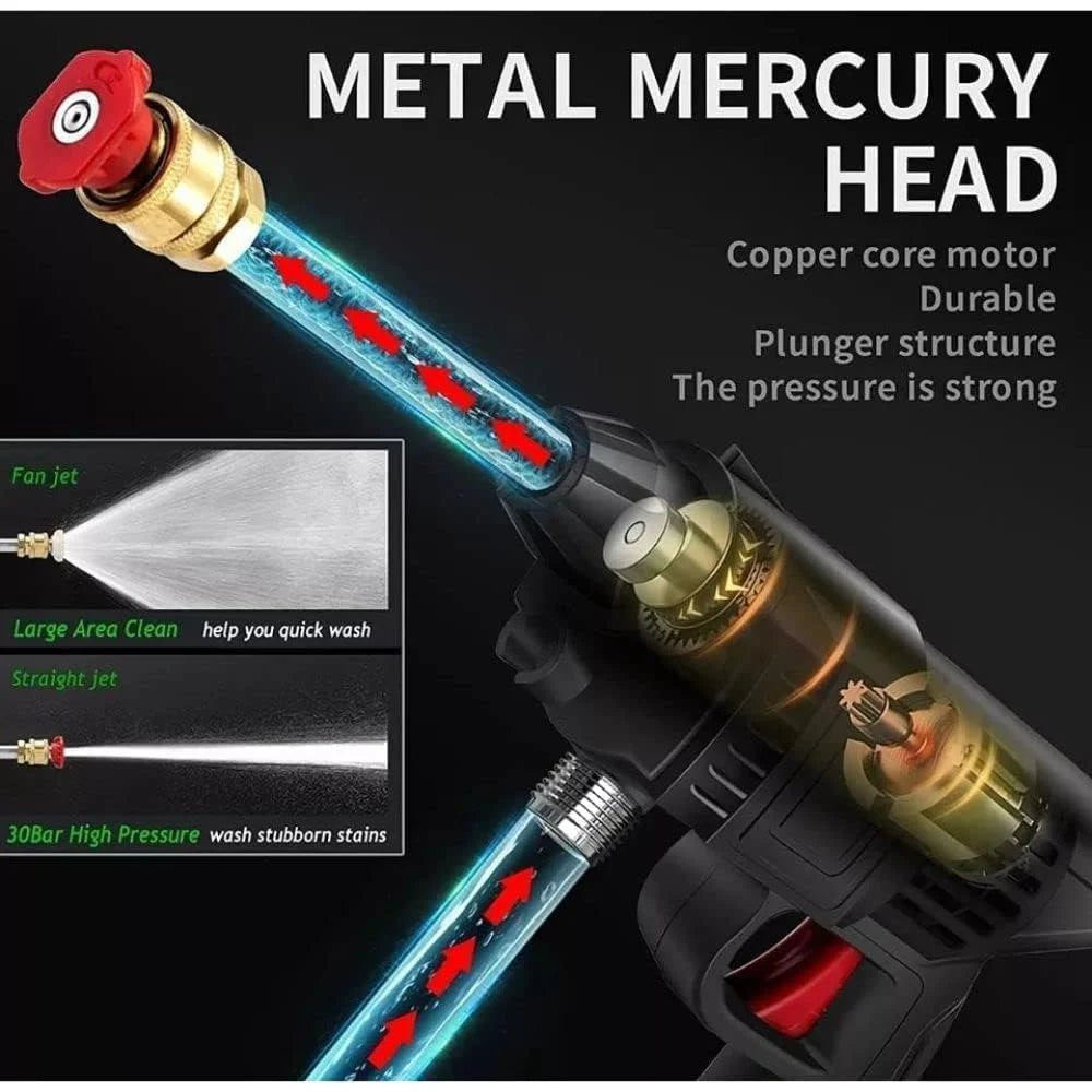 High-Pressure Car Washer – Cordless Portable Water Gun with Adjustable Nozzle & 5M Hose | By HIKASO