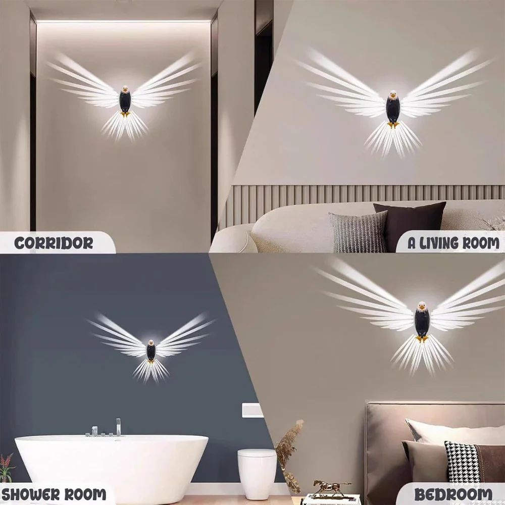 3D Eagle Wall Light – LED Illusion Lamp with Remote (Multicolor) | By HIKASO