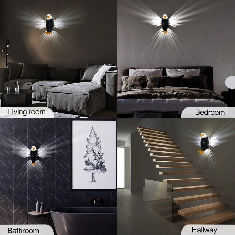 3D Eagle Wall Light – LED Illusion Lamp with Remote (Multicolor) | By HIKASO