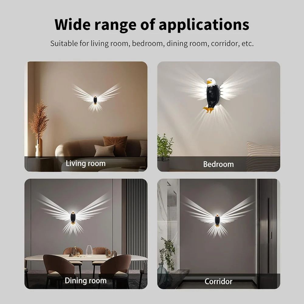 3D Eagle Wall Light – LED Illusion Lamp with Remote (Multicolor) | By HIKASO