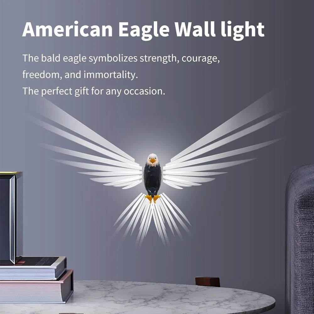 3D Eagle Wall Light – LED Illusion Lamp with Remote (Multicolor) | By HIKASO