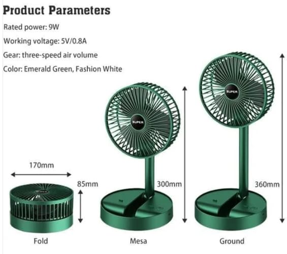 SUPER Rechargeable Telescopic Table Fan – Foldable, Cordless & Powerful | By HIKASO