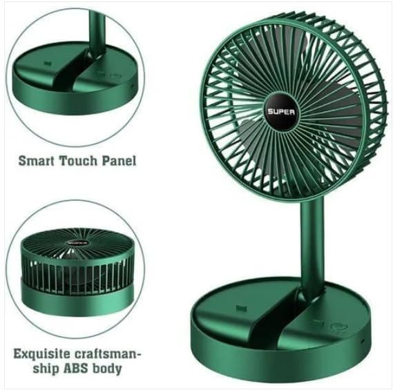 SUPER Rechargeable Telescopic Table Fan – Foldable, Cordless & Powerful | By HIKASO